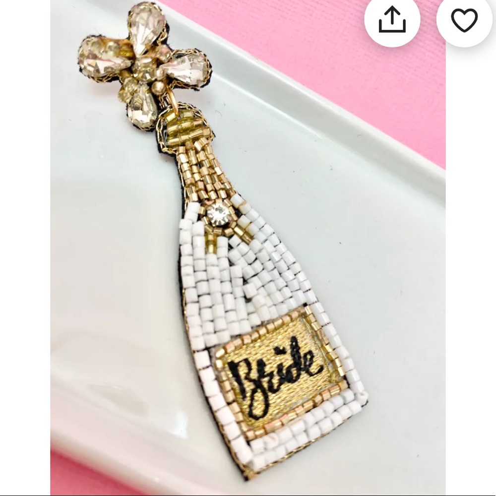 Bride champagne bottle beaded earrings